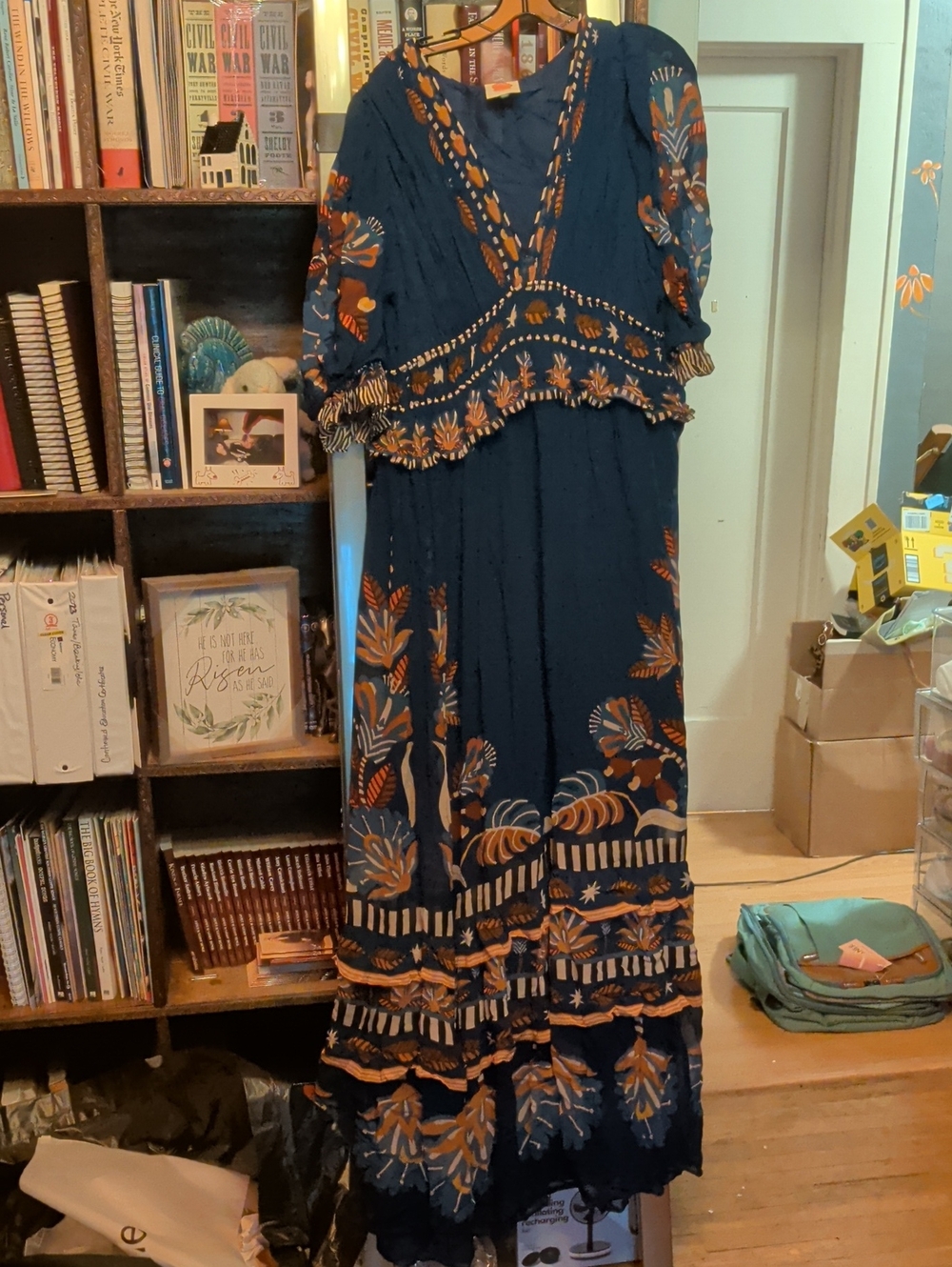 FARM Rio Navy Maxi Dress with Rust and Cream Floral Print - Picture 1 of 5